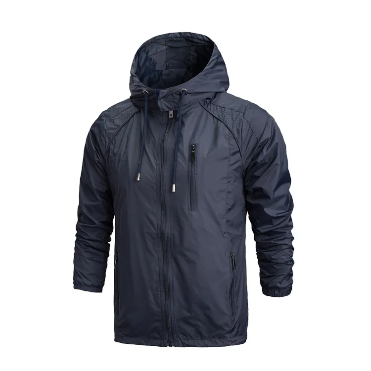 JACKSANQ мужские походные спортивные куртки с капюшоном легкие свободные кофты ветровка для отдыха на природе, восхождения, пешего туризма Рыбалка мужские пальто RA341 - Цвет: Navy