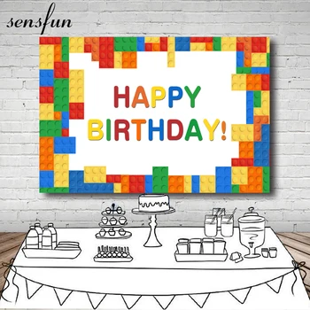 

Sensfun New Photography Backgrounds Colorful Lego Birthday Party Backdrops For Kids Photo Studio Custom Photocall