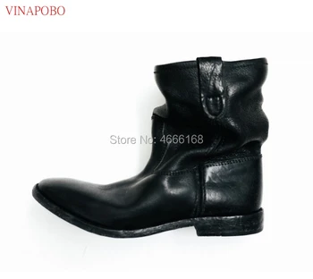 

Suede Real Leather Women High Top Winter Wedge Boots Motorcycle Shoes Flat/ Height Increasing Heels Retro Cowboy Ankle Boots