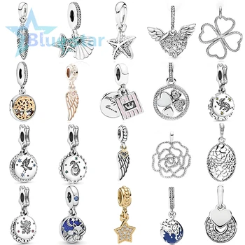 

Blue Star 100% 925 Sterling Silver 1: 1 high-quality copy pandoras Queen Hollow Rose Necklace Tropical Starfish Pendant