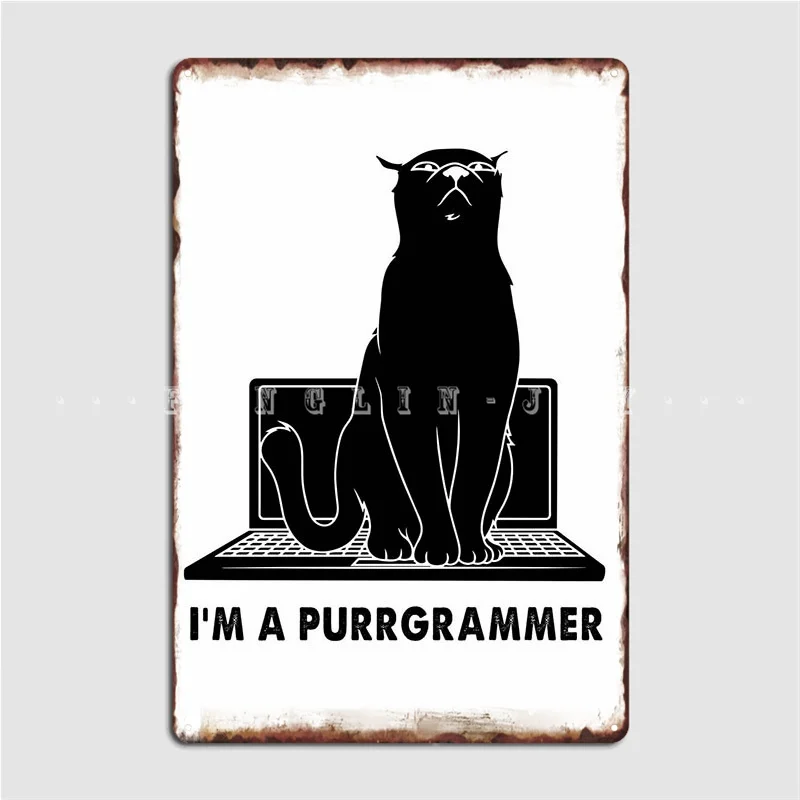 

Programmer Cat Poster Metal Plaque Funny Cave Pub Wall Mural Plaques Tin Sign Poster