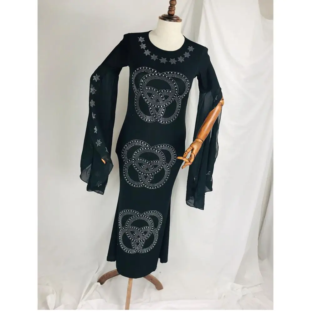 Африканская одежда алмазное длинное платье с шифоновым рукавом Дашики платье для леди ZX - Цвет: 3