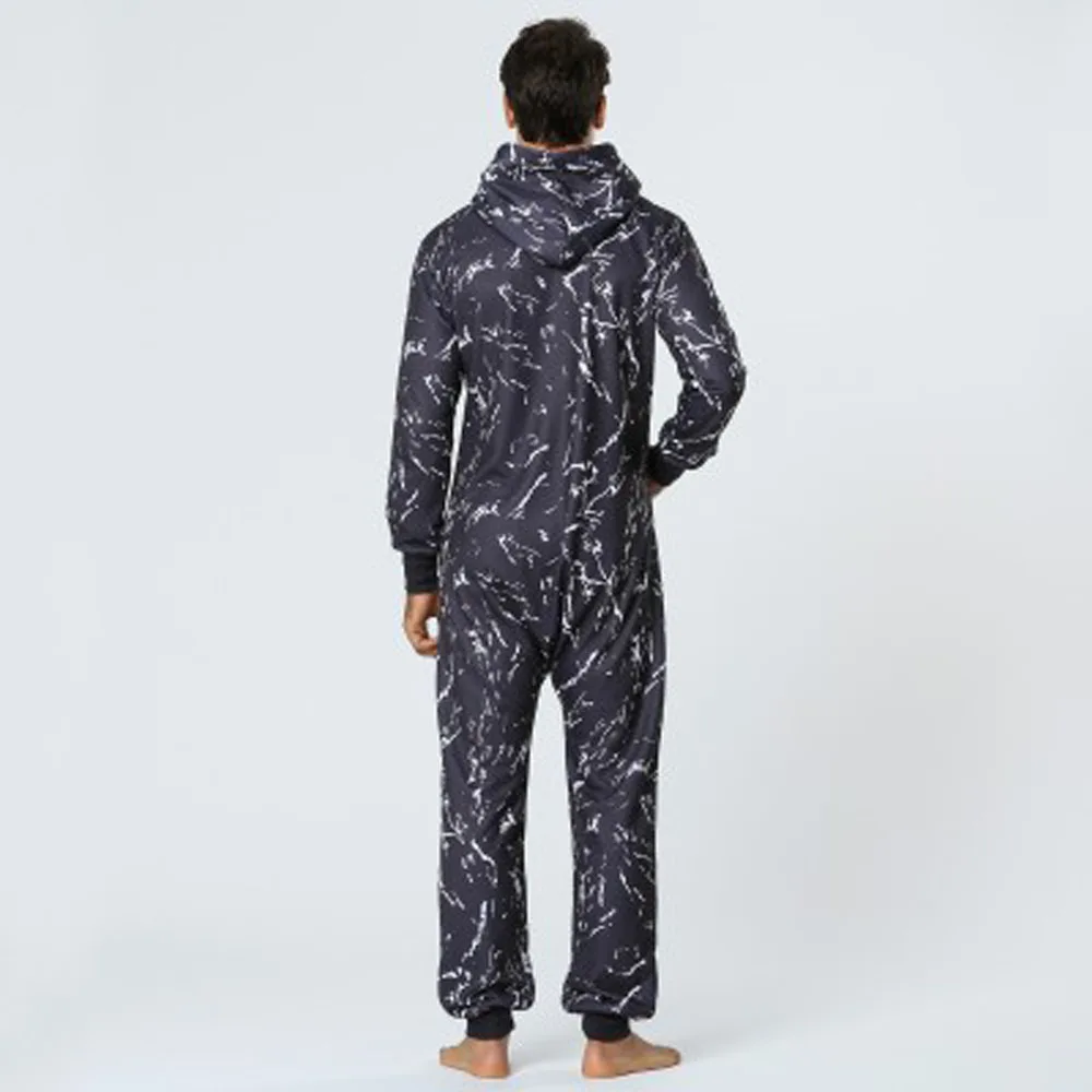 Pijama Hombre Hooded Jumpsuit Men Satin Pajamas Onesie Adults One Piece Sleepwear Long  Man Night Wear 2XL With Tmall Quality