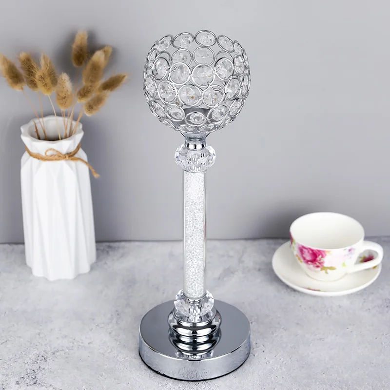 Crystal Tealight Candle Holders Coffee Dining Table Centerpieces Metal Candlesticks Wedding Christmas Halloween Decoration CH140