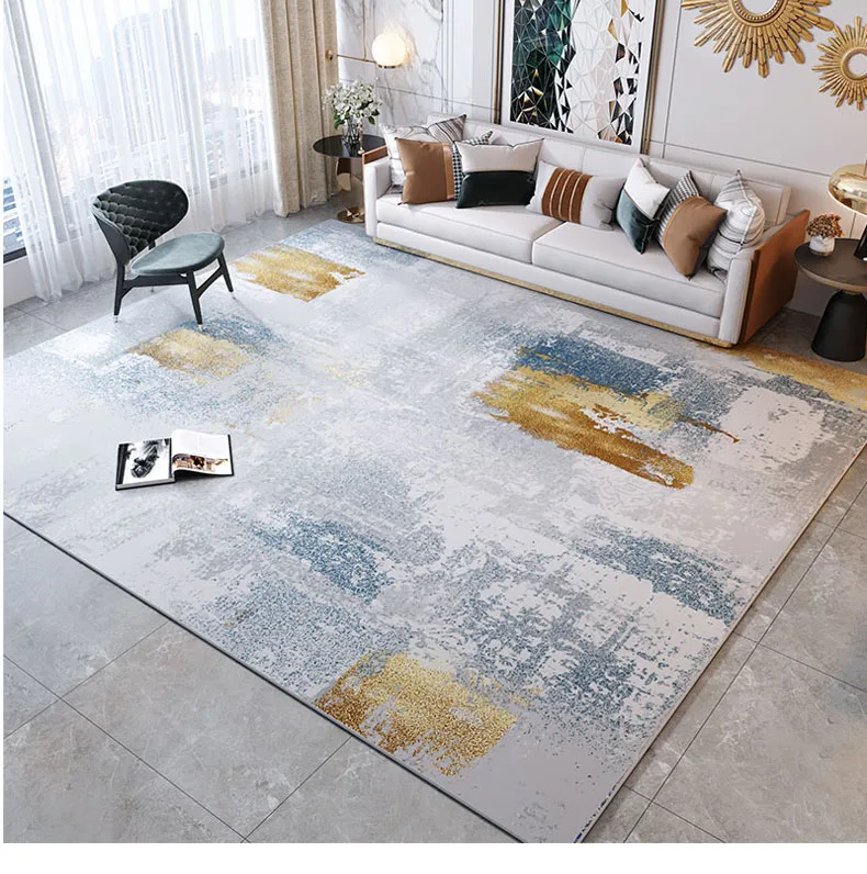 Grey Modern Abstract Rug Living Room Kitchen Bedroom Carpet Soft Quality Mats 