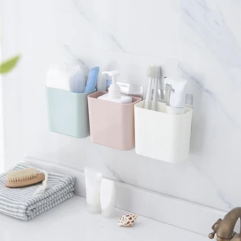 

Hanging Basket Seamless Bathroom Storage Shelf Rack Plastic Wall Mounted Storage Basket Sundries Organizer Kitchen Holder