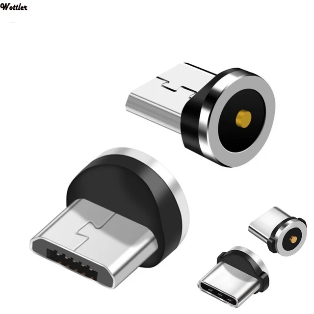 Câble magnétique adaptateur 2 broches chargeur magnétique prise Micro USB  Type C embouts pour iPhone 3pcs type c plug