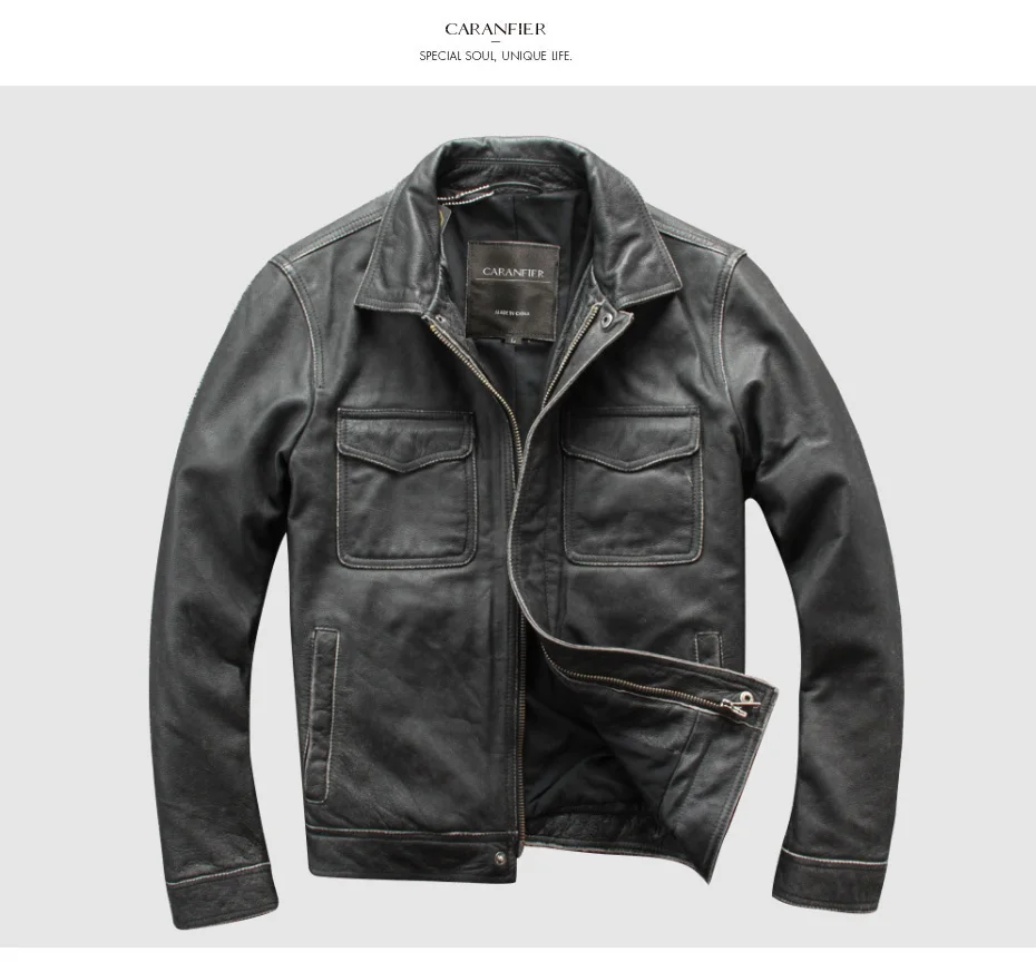H6e8c0d2e40ec4d9298c6632b56f927e2B CARANFIER DHL Free Shipping Mens 100% Cowhide Genuine Leather Jacket High quality old retro motorcycle leather jacket 3XL