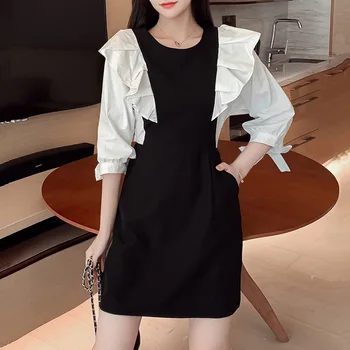 

Dress 2020 Early Autumn New Style French Non-mainstream Back Hollow out Puff Sleeve Flounced Graceful Intellectual Bacon, Skirt
