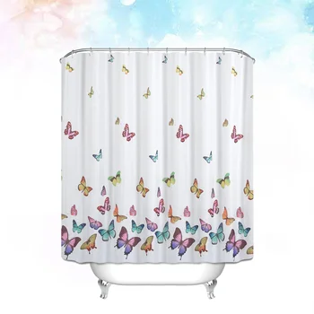 

1pc Shower Curtain Waterproof Butterfly Printing Mildew Proof Thick Partition Curtain Bathing Curtain Polyester Curtain for Home