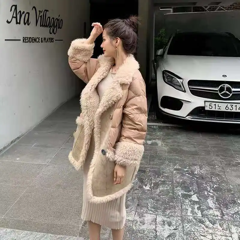 

women down coats jackets warm woman Pink down parka Winter Mid-length Fashion Slim Fit Slimming female Down coat