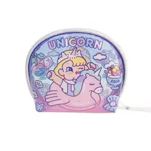 Мини-женские прозрачные кошельки из ПВХ, Модный женский кошелек с принтом единорога, маленькая сумка для монет на молнии для детей, портативный пакет для карт