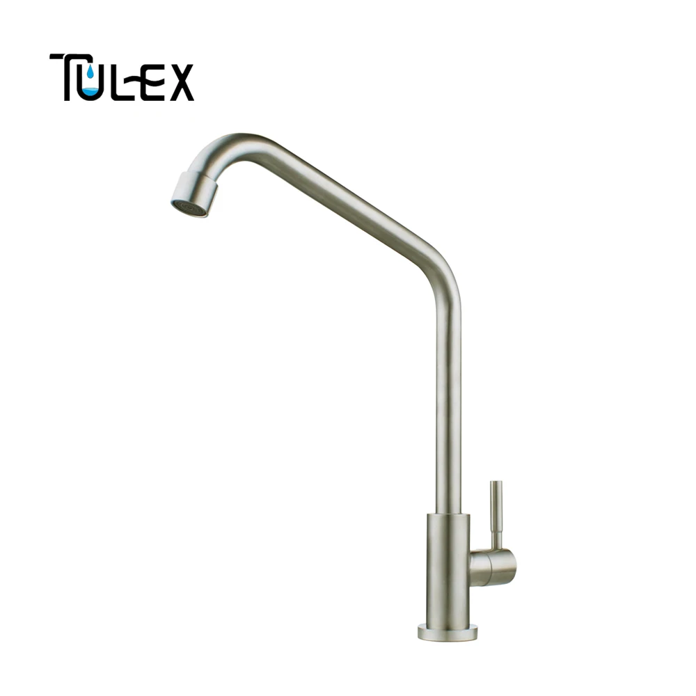 TULEX смеситель для холодной воды для кухни SUS304 кран из нержавеющей стали с одной ручкой длинный круглый кран для холодной воды кухонный кран для раковины
