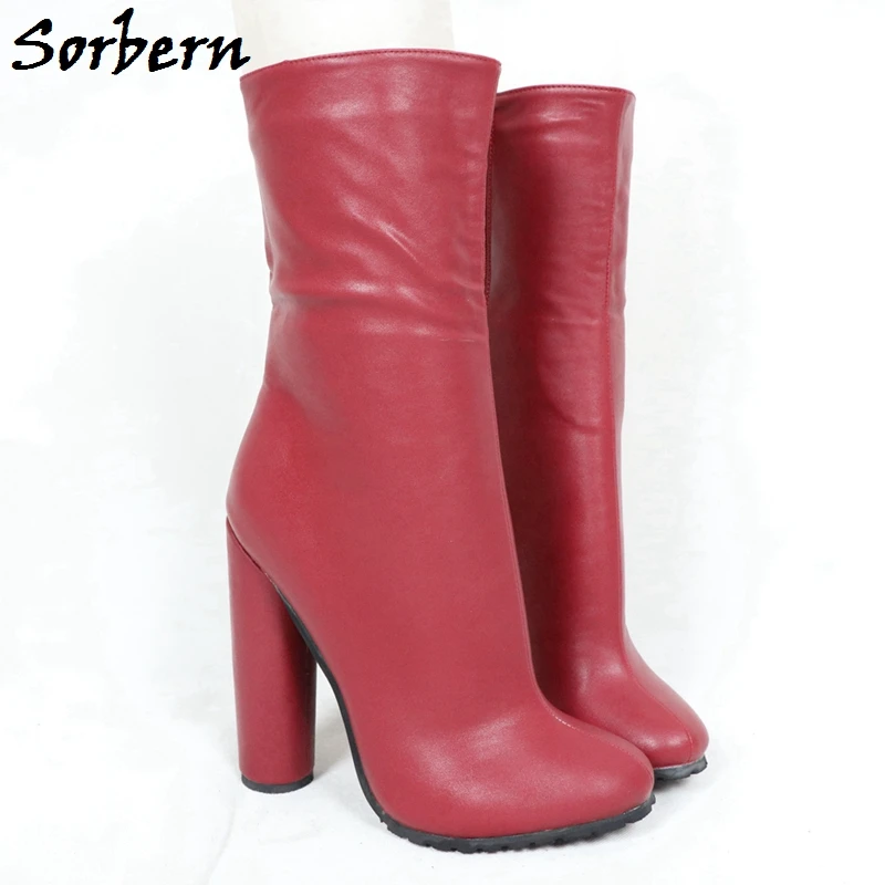 Sorbern/женские ботильоны с круглым носком на каблуке; Botines Mujer; модель года; ботинки с молнией сбоку; большие размеры; EU34-46; цвет на заказ