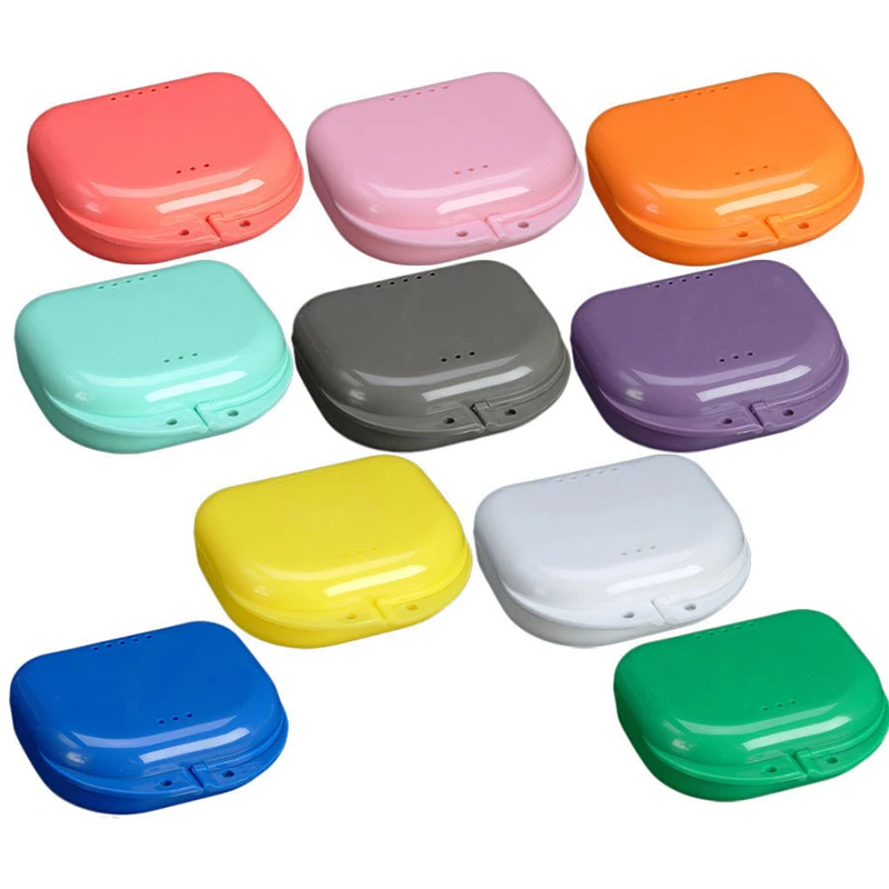 

1 PCS Perforated tooth box braces box denture box storage box molar set box whitening tooth tray random colors