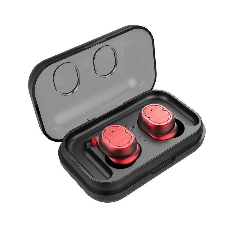 Модные мини беспроводные наушники, Bluetooth наушники, спортивные наушники TWS 5,0, стерео бас гарнитура с двойным микрофоном для телефонов - Цвет: Красный