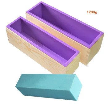 

1200g Rectangle Silicone Soap Making Mold Wooden Box Handmade Craft Soap Mould Toast Cake Loaf Mold Baking Kitchen Tools