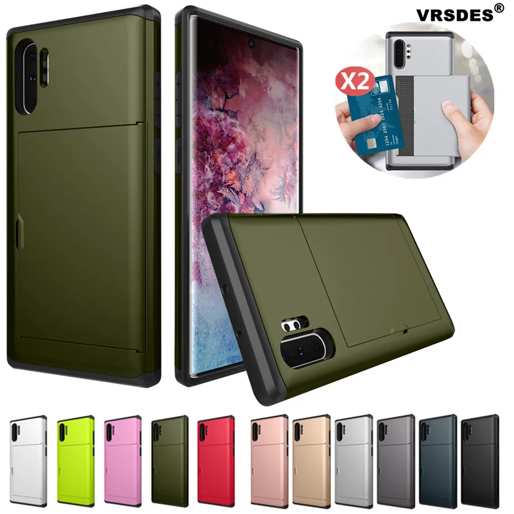 

Business Phone Case For Samsung Galaxy Note10+ 5G Note 10 Case Slide Armor Wallet Card Slots Holder Case For Samsung Note 10+ 5G