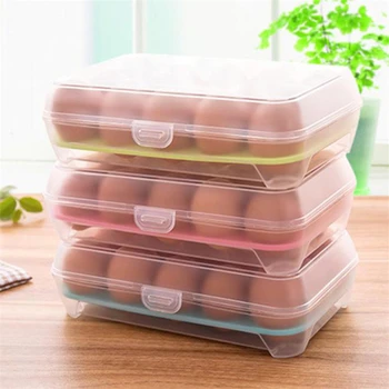 

15 Grid Single-Layer Eggs Storage Box Airtight Container Refrigerator Food Preservation Plastic Boxs Kitchen Organizer JJ20