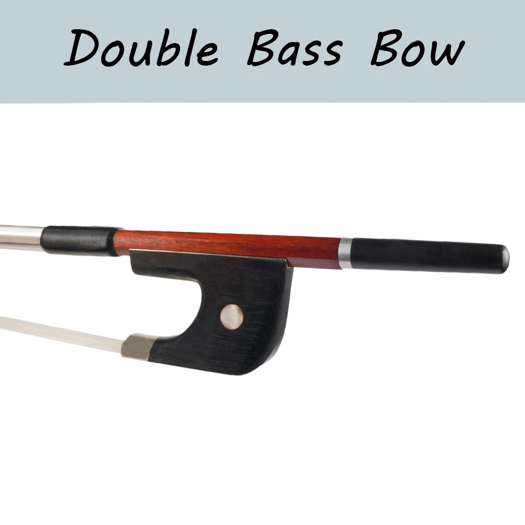 

German Style Double Bass Bow 4/4 Upright Bass Bow Pernambuco Round Stick Ebony Frog Natural Horsehair Well Balance