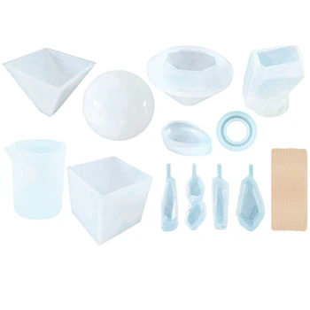 

Resin Casting Molds 12 Pack Silicone Epoxy Resin Craft Molds Includes Sphere/Square/Diamond/Pyramid/Stone Shapes/Water Drop/Ring