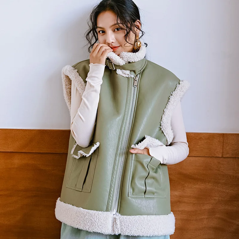 

Winter Women High Quality faux lambswool Fur OverCoats Luxury short casual Thick Warm Plus Size female 2019 olive green