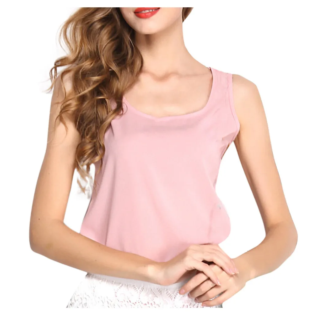 

Chiffon Soft O-Neck Sleeveless Vest Tops Women Blouse Elegant Ladies Solid Tank Tops Streetwear Plus Size Mujer de Moda z1212