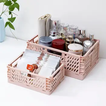 

Folding Rectangle Makeup Organizer Box Toy Organizer Household Hollow Sundries Storage Basket Space Save