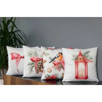 

Double Side Printed New Year patterned 4'lü pillow Decorate case