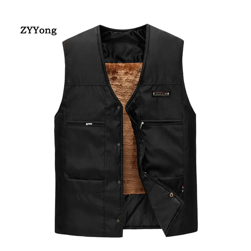 Winter Vest Coat Men Business Leisure Add Cashmere Thicken Waistcoat Work Cold Protection Keep Warm Black Jacket Clothing camouflage suit wear resistant stain resistant labor protection work clothes auto repair welding loose coat work clothes