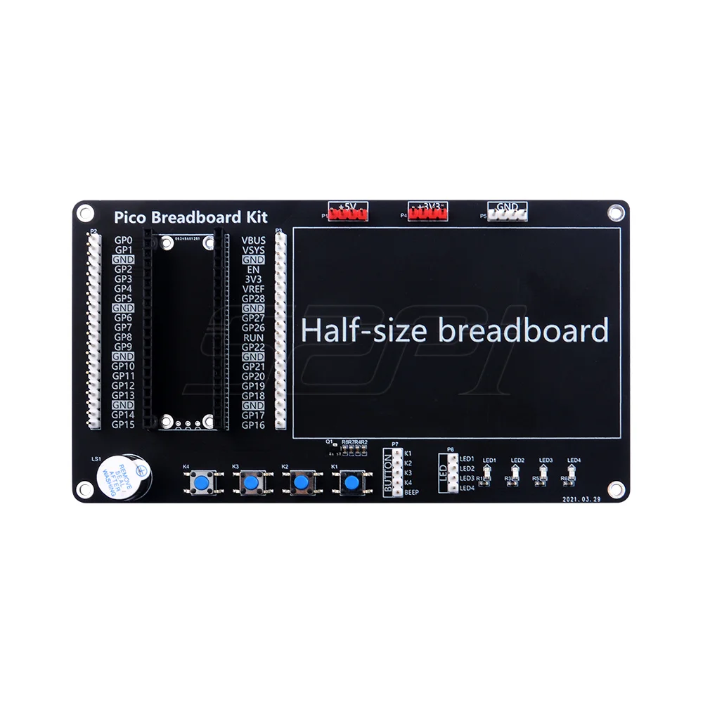 Raspberry pi Pico w Breakout Board Kit Built-in Led Luzes Botões Campainha Meio-tamanho Breadboard - Imagem 3