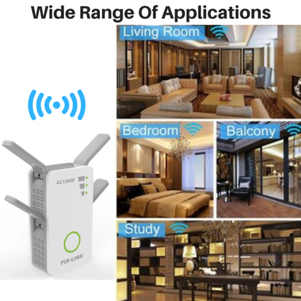 1200 Мбит/с Wifi усилитель сигнала маршрутизатора расширитель повторитель весь дом с 4 высокими антеннами Беспроводной двухдиапазонный устойчивый усилитель