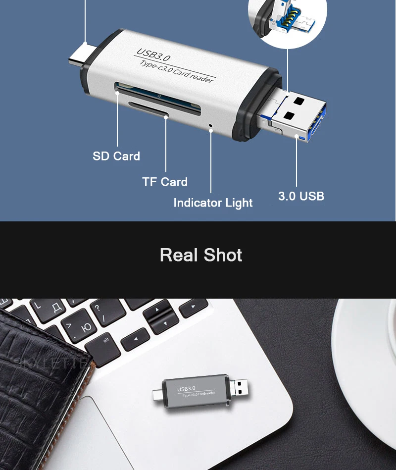 Алюминиевый сплав USB 3,0 SD TF кард-ридер тип-c Micro USB карта передачи данных адаптер для USB c Android телефон компьютер