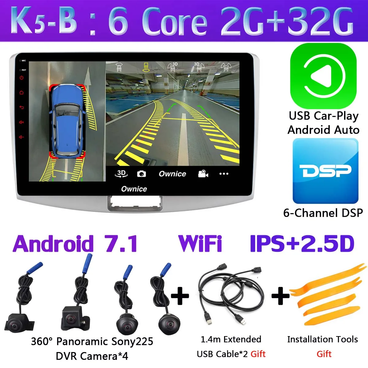 360 ° 4 × AHD камера 4G LTE WiFi Android 9,0 4G+ 64G DSP SPDIF CarPlay Автомобильный мультимедийный плеер для VW Passat B6 B7 Passat CC gps радио - Цвет: K5-B-CarPlay