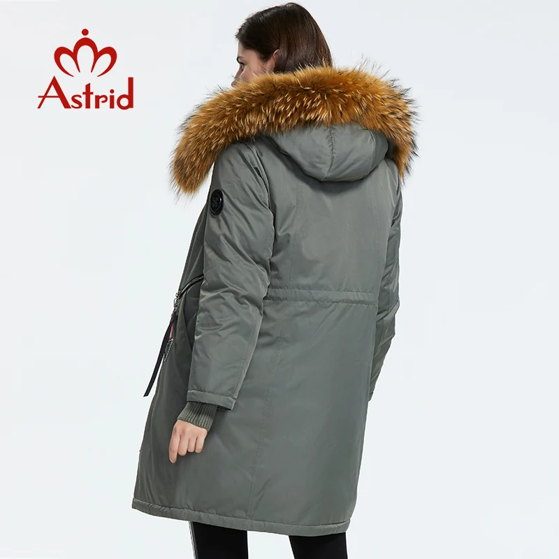 Astrid 2019 Зима новое поступление пуховик женский воротник из натурального меха