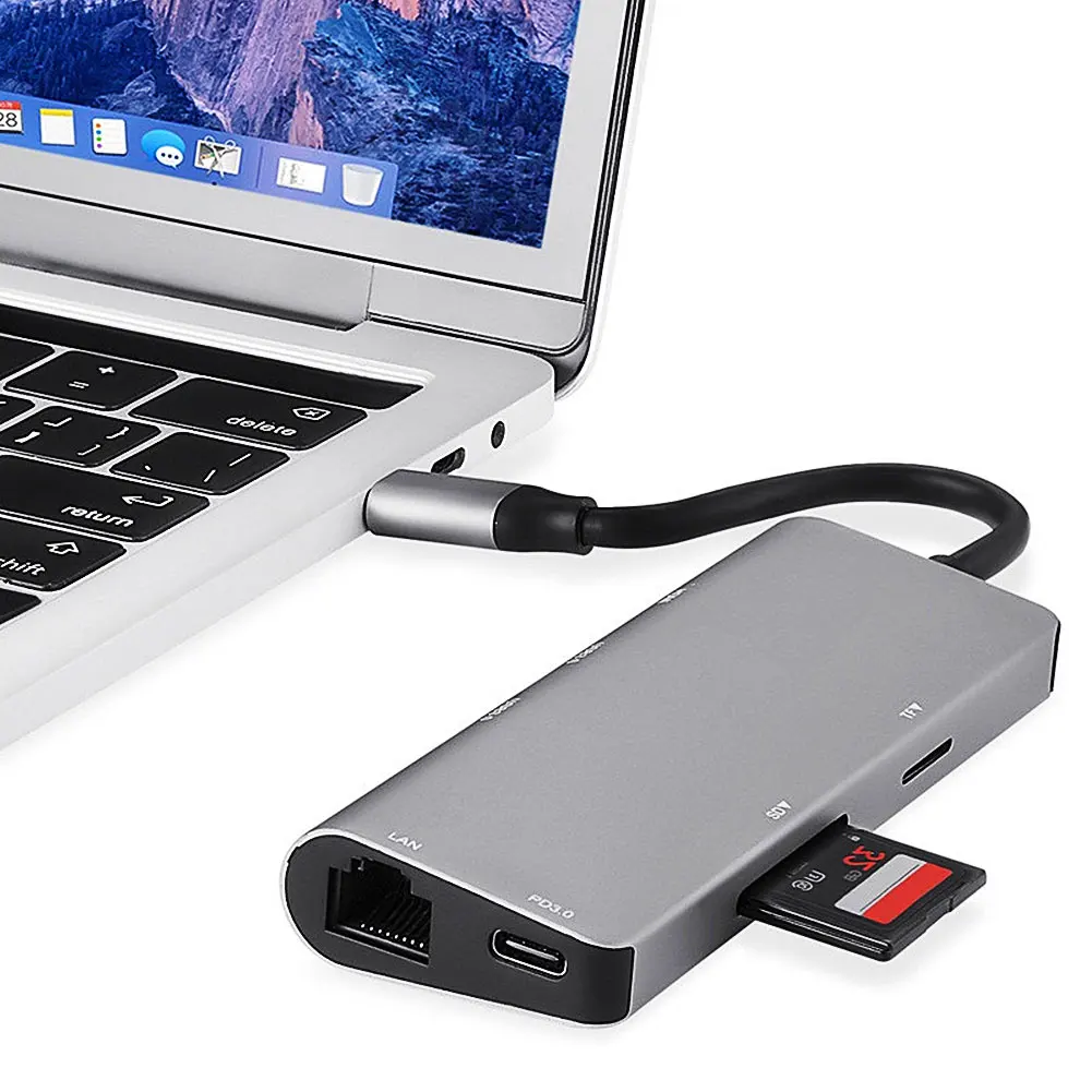 Usb type C к HDMI Ethernet RJ45 SD Micro SD 3 usb порта концентратор адаптер конвертер для MacBook Pro