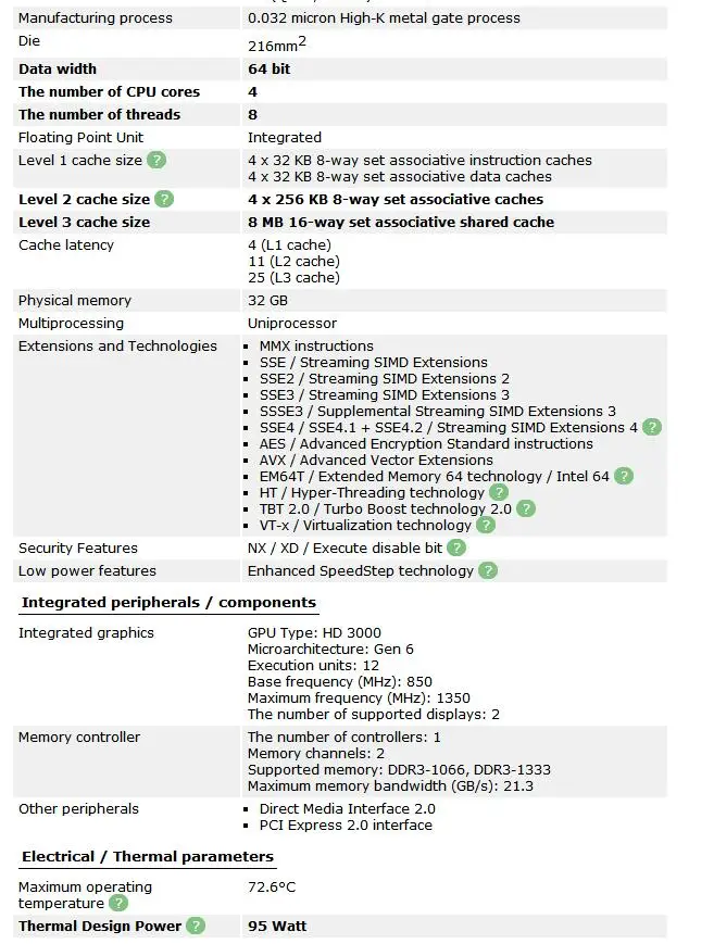 Четырехъядерный процессор Intel Core i7-2600K i7 2600K 3,4 GHz 8M 95W LGA 1155 протестированный рабочий