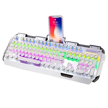 

Backlit Gaming Keyboard Mechanical Keyboard Retro Punk Wired Gaming Keyboard Multiple Light Effect for PC Laptop Computer White