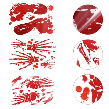 

5 Sheets Horror Footprints Floor Clings Halloween Bloody Handprint Party Sticker