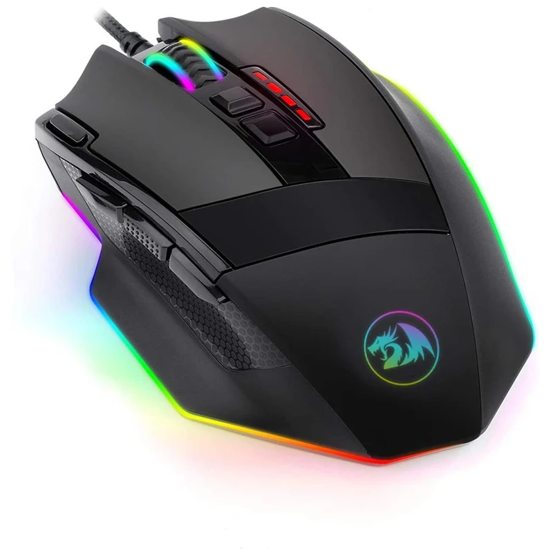 Redragon M801-RGB Programmable Laser Gaming Mouse12400 DPI for PC 9 Programmable Buttons 5 User Profiles Weight Tuning wireless laptop mouse