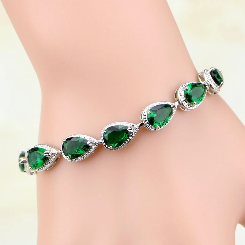 

Mytic Dorp Green CZ White Zircon Sterling Silver Jewelry Charm Bracelet Christmas Gifts For Women Free Gift Bo