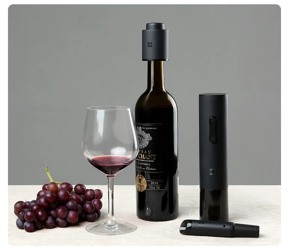 Huohou Automatic Red Wine Bottle Opener Electric Wine Opener Cap Stopper Fast Decanter Set Corkscrew Foil Cutter Cork Out Tool