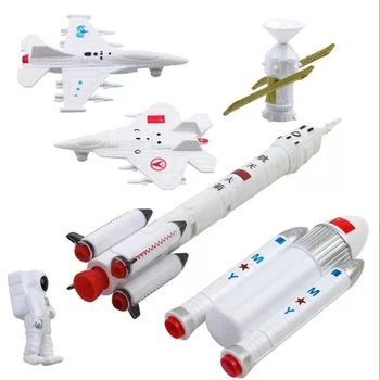 

7pcs Creative Cake Toppers Space Shuttle Astronaut Aeronautical Moon Model Rocket Cake Decor Kids Birthday Cake Decorative Props