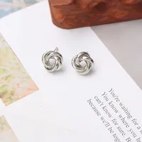 Tiny Metal Stud Earrings for Women Gold Color Twist Round Earrings Small Unusual Earrings boucles d'oreilles Fashion Jewelry - Image 4