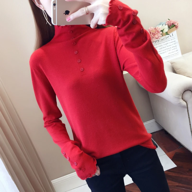 6 Colors Kintted Turtleneck Women Sweater Solid Color Long Sleeve Jumper Korean Fashion Autumn Winter Pullover Beige Blue Red 6 Colors Kintted Turtleneck Women Sweater Solid Color Long Sleeve Jumper Korean Fashion Autumn Winter Pullover Beige Blue Red