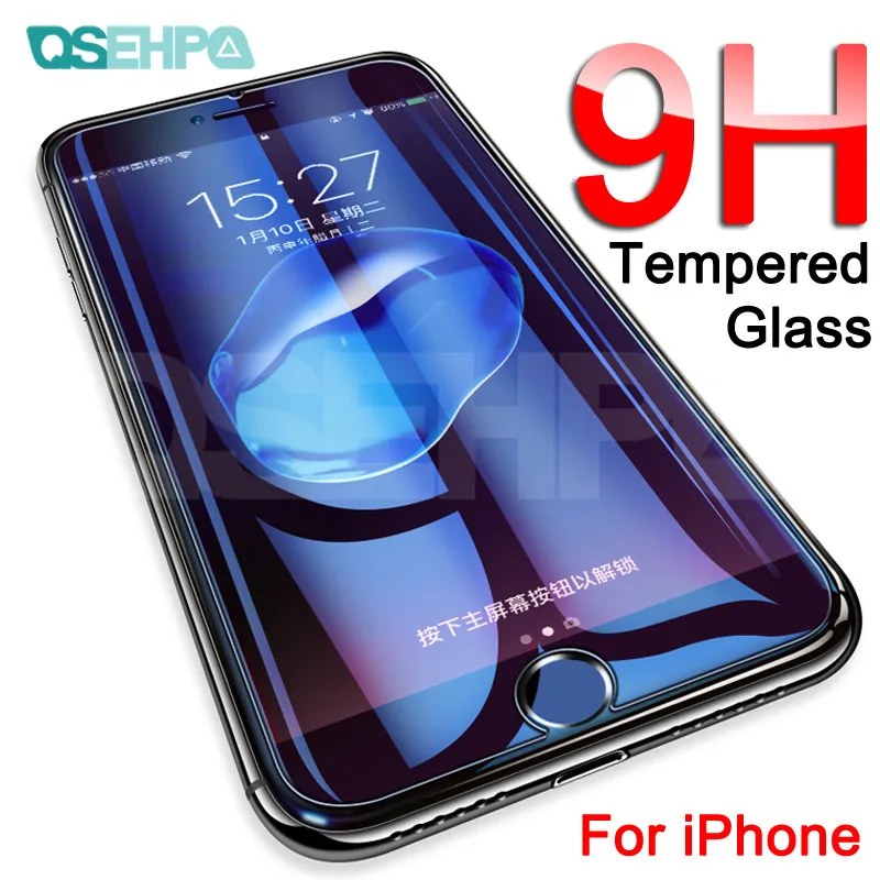 

9H Protective Glass on the For iPhone 8 7 6 6S Plus iPhone X XR XS Max 5 5S SE 4 4S Tempered Screen Protector Glass Film Case