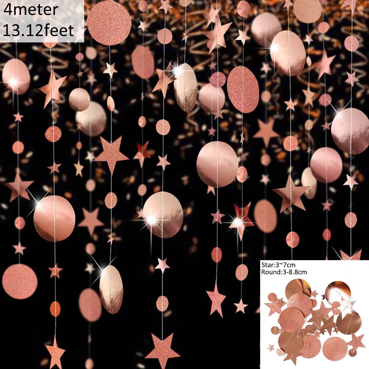 Rose Gold Paper Bunting Triangle Flags - Wedding & Party Hanging Decoration