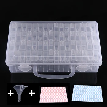 

Diamond Painting Accessories 64 Grid Container Box DIY Diamant Embroidery Mosaic Tools Bead Transparent Drill Funnel and Sticker