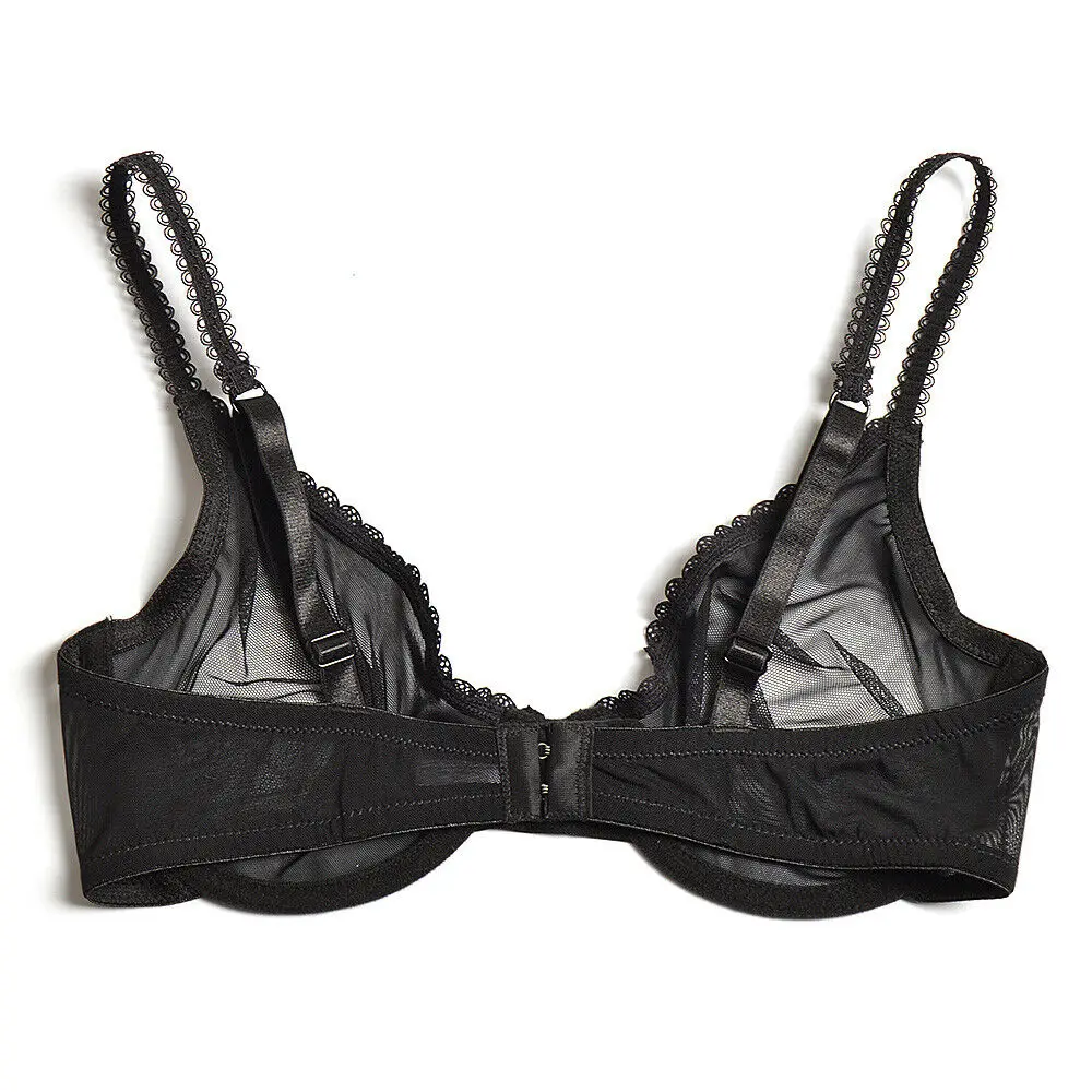 Vgplay Hollow Mesh Lace Lingerie Unlined Solid Plunge Bra And Panties ...