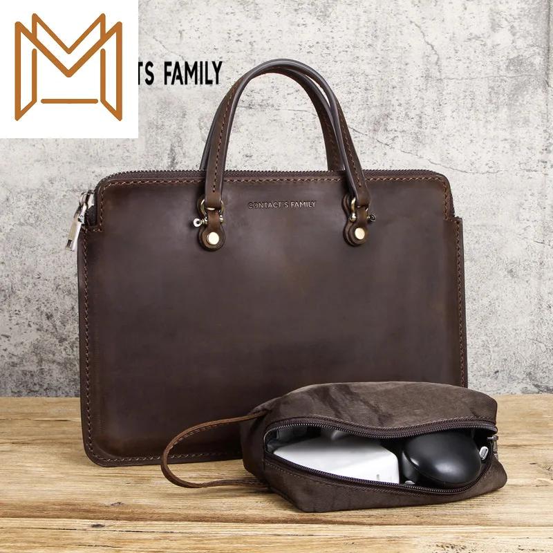 

Crazy Horse Leather Apply Inch Portable Computer Package Genuine Leather Men Women General Purpose Notebook Computer